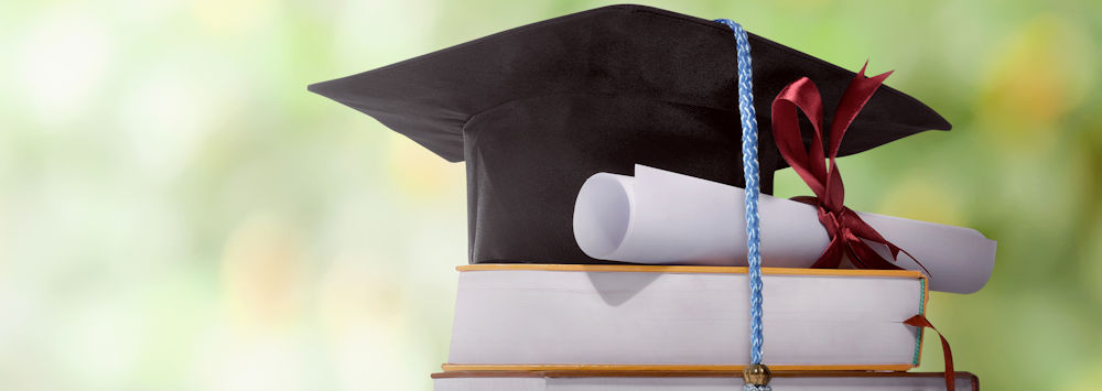 Graduation certificate and cap