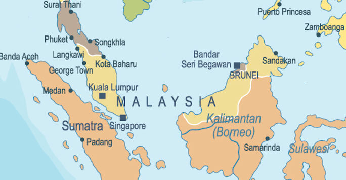 Malaysia on map