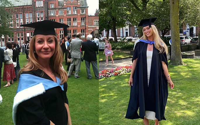 A mother and daughter pictured on their graduation days