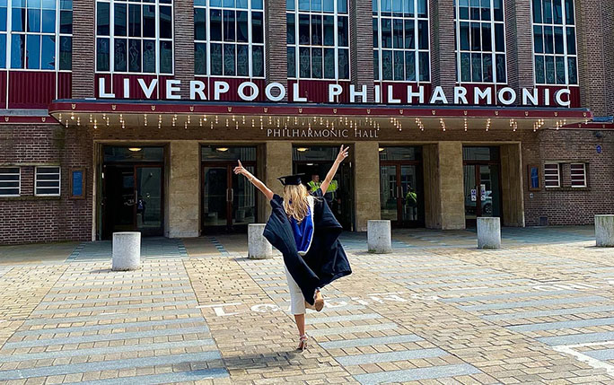 Graduate outside the philharmonic hall