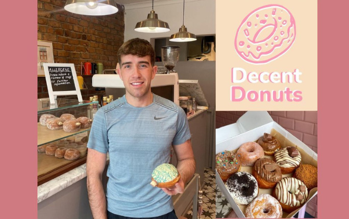 University of Liverpool graduate Anthony Polanowski in his Donut shop