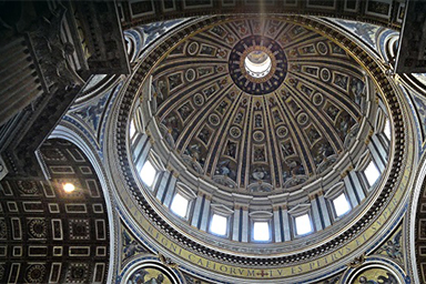 Ornate ceiling in roman cathedral