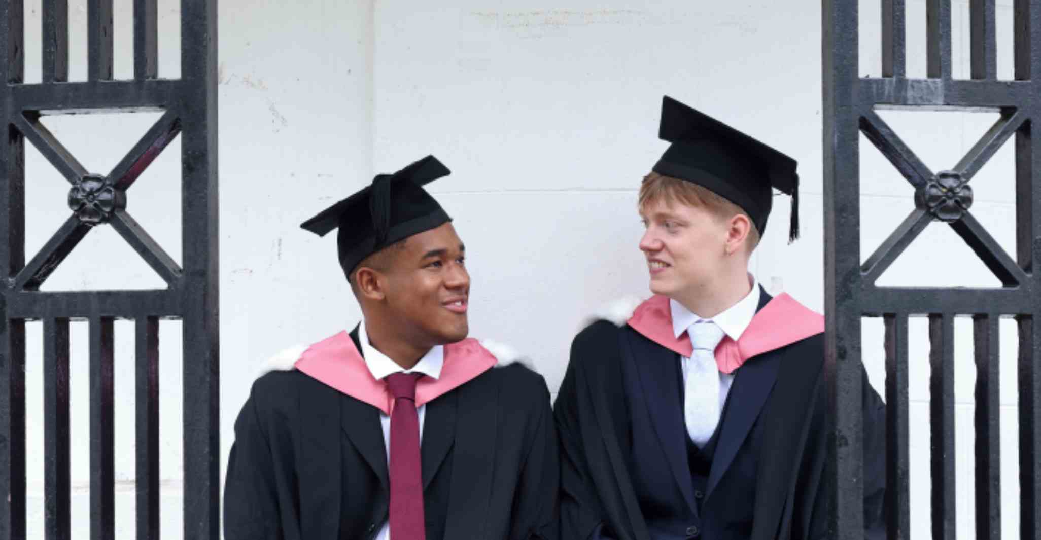 students graduating on campus