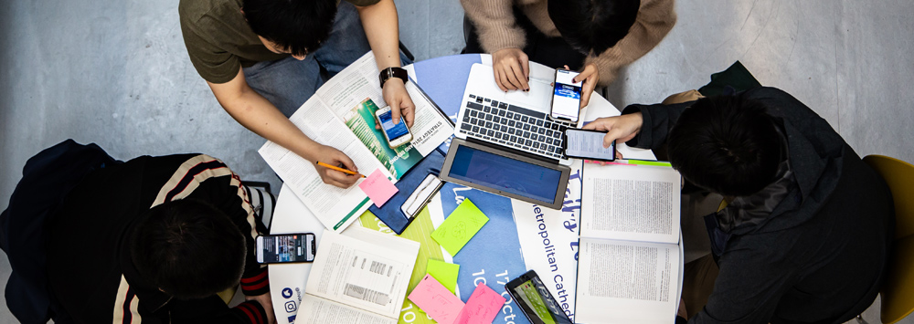 Students around table