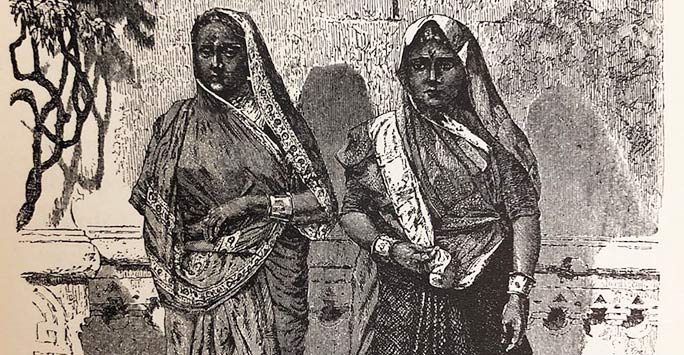 Illustration of two Indian women in the 19th century