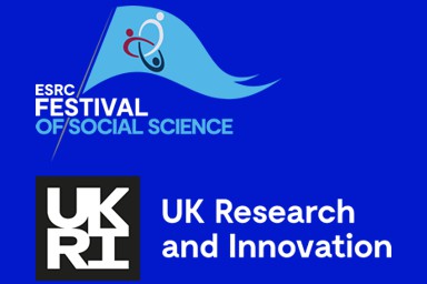 ESRC and UKRI logos on a bright blue background