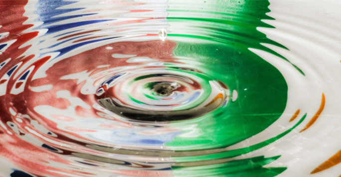 Reflection of Irish and UK flags