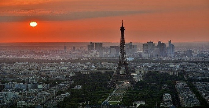 eiffel tower in a paris sunset