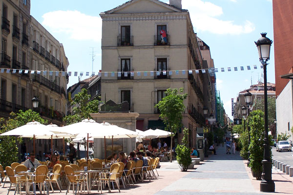 A sunny street in Madrid