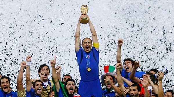 The Italian national team celebrate after winning the World Cup in 2006.