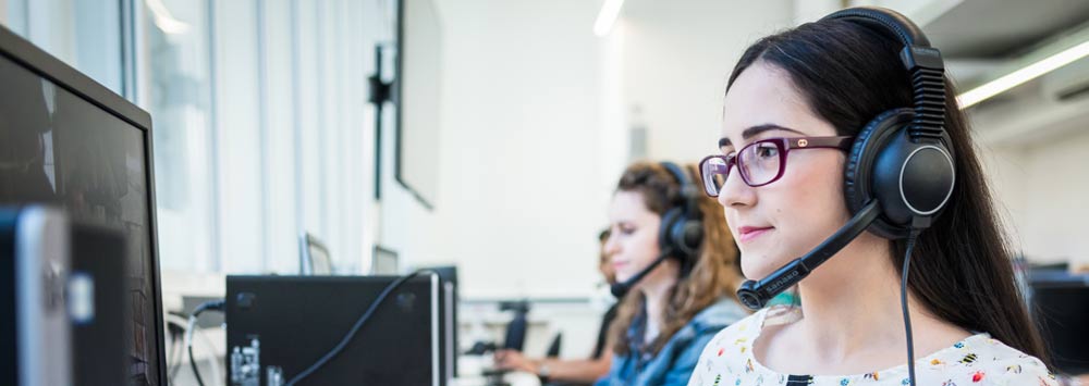 Student with headset