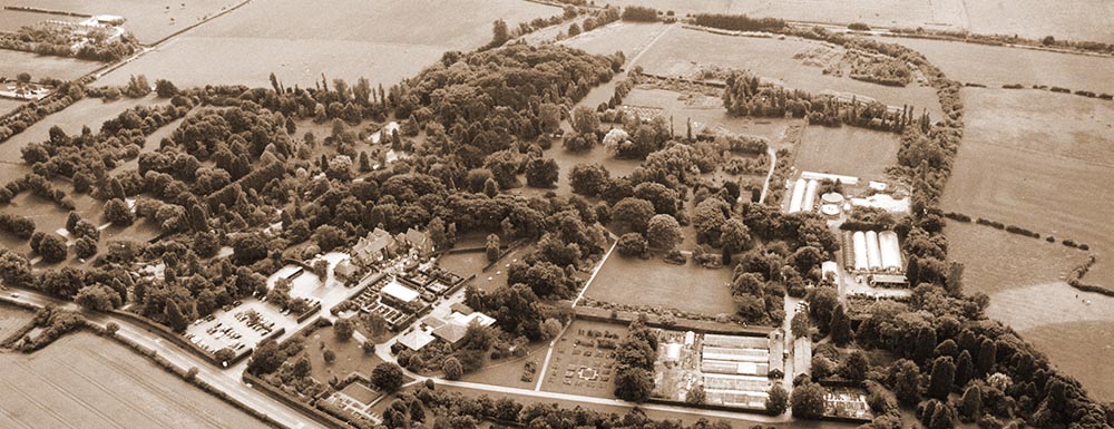 Arial shot of Ness Botanic Gardens