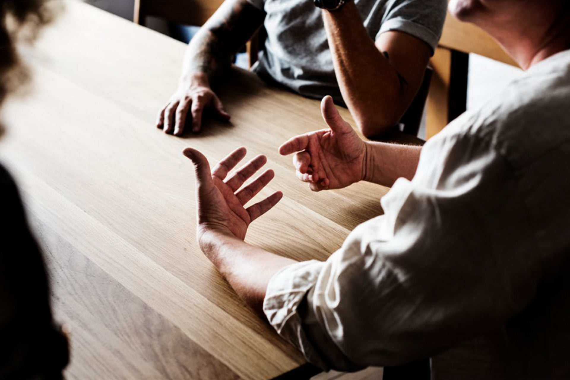 Hands of a person whilst they are talking