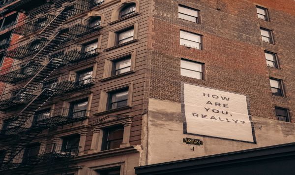 Building with poster