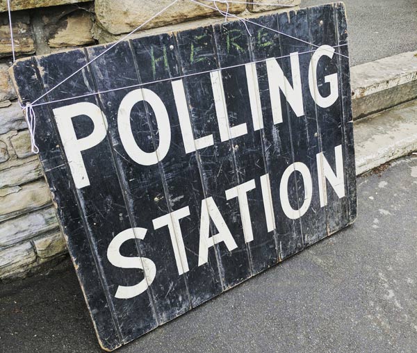 Polling station sign