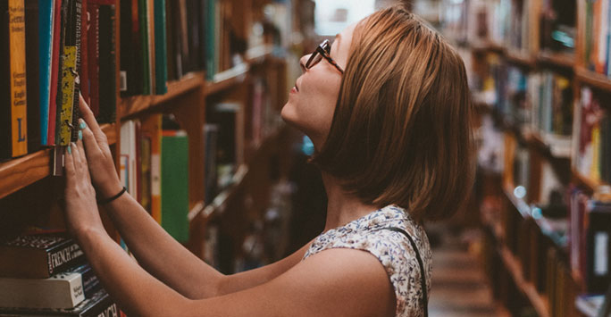 Woman in library