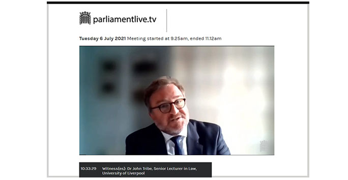 John Tribe on Parliament TV