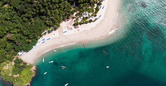 View of a beach from above