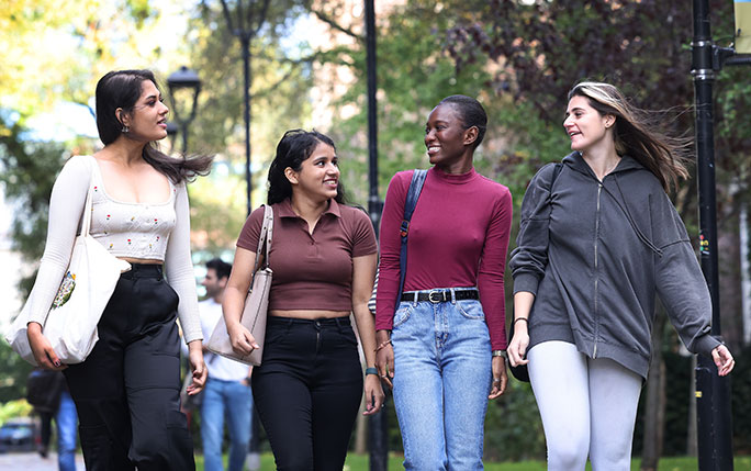 Students walking on campus