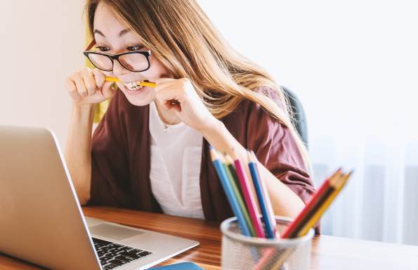 Stressed person with laptop