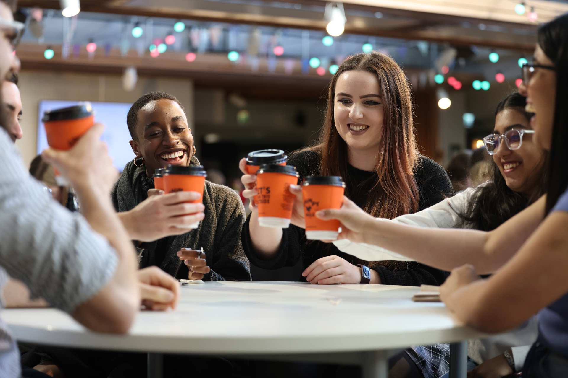 Students in the Guild drinking coffee