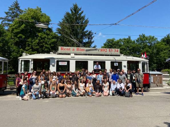 Group photo in Vienna next to a tram