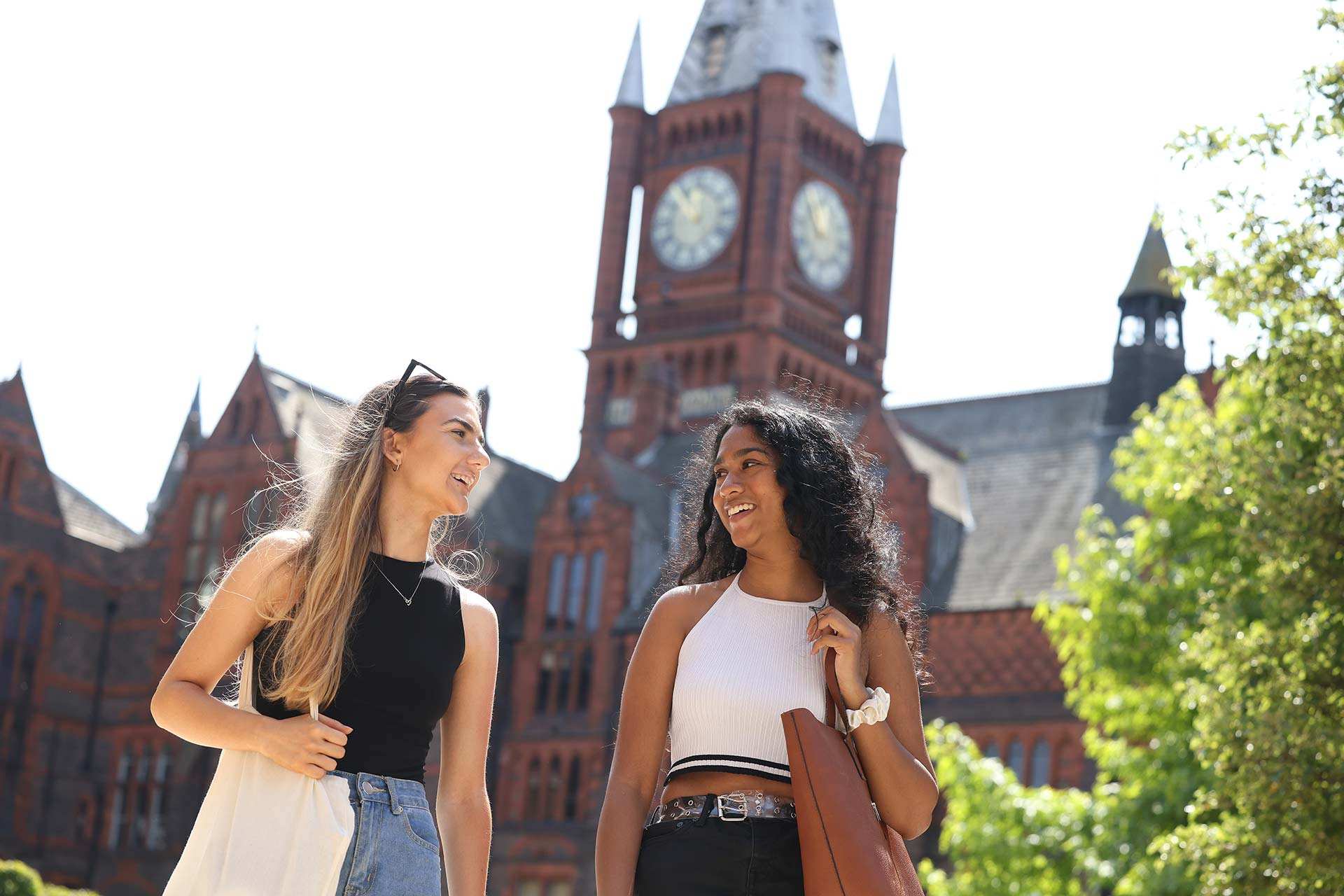 Students standing in front of University building