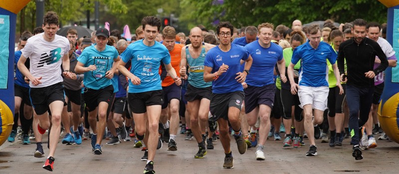 students and staff running