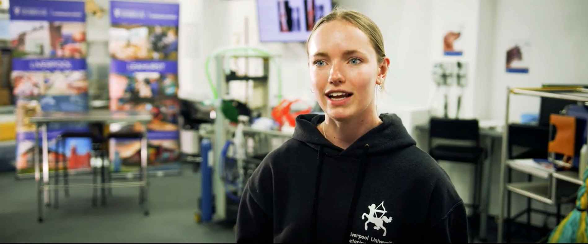 Veterinary student speaking to camera